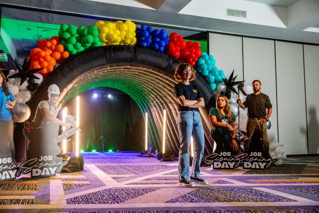 Alex Schroetke walks through the tunnel during Blount County Job Signing Day